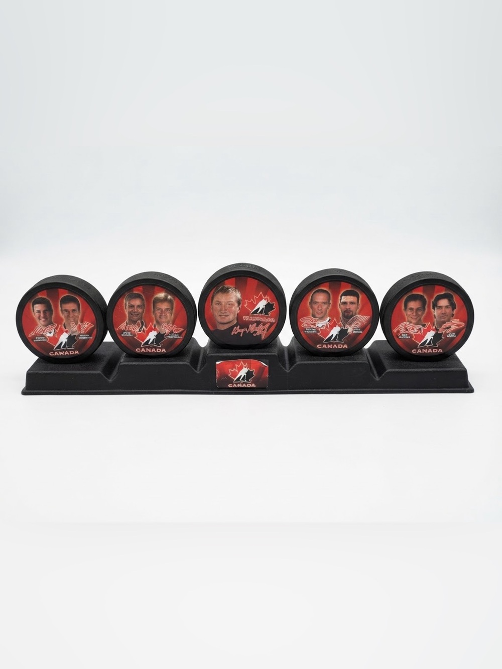 Vintage 2002 MacDonalds Team Canada Collectors NHL Hockey Puck Stand Set Gretzky